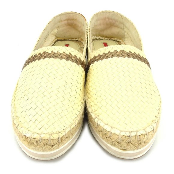 20%OFF PRADA Slippon Beige Leather Authentic Used - Picture 1 of 8